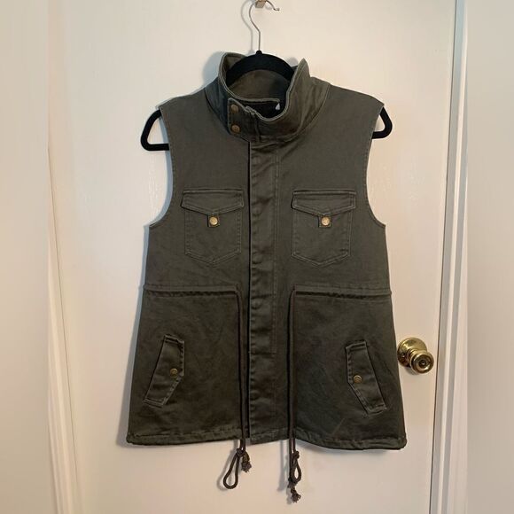 Honey Belle EUC green utility cargo drawstring vest Size Medium - Picture 1 of 4
